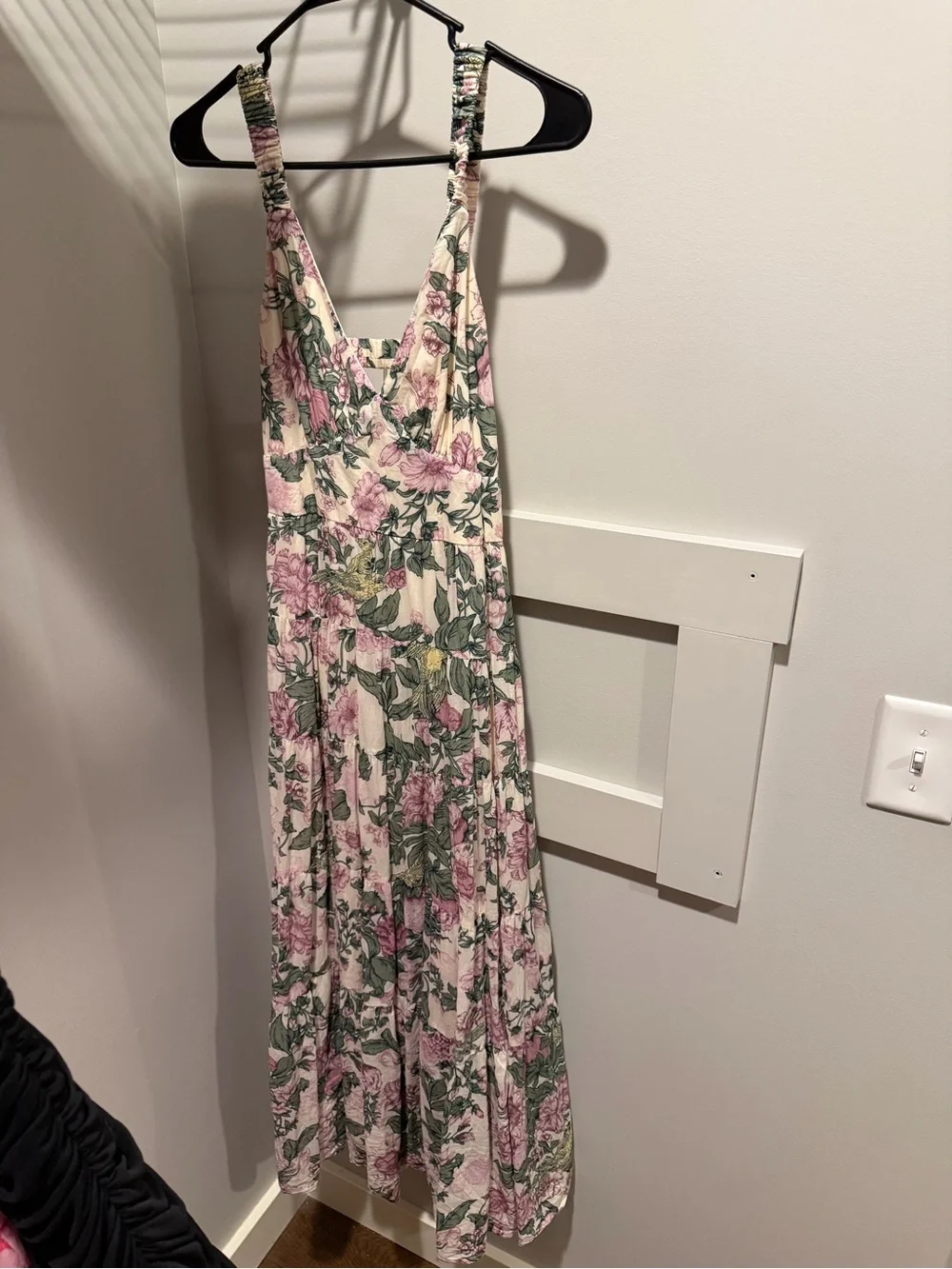 A&F Floral Tiered Maxi Dress in Cream, Pink & Green